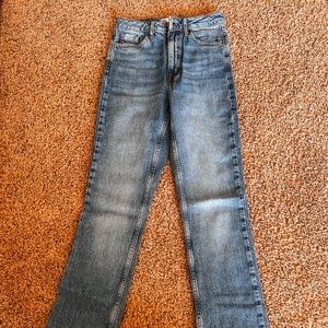 ZARA - High Waisted, Straight Leg, Split Hem Slim Jeans